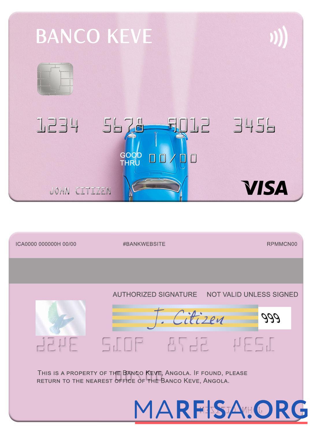 Printable Angola Banco Keve visa card sample